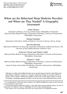 Where are the Behavioral Sleep Medicine Providers and Where are They Needed? A Geographic Assessment